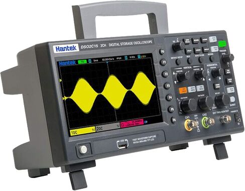 Hantek DSO2D15 راسم ذبذبات تخزين رقمي 150 ميجا هرتز 1GSa/s 8 متر، 2 قناة، 2CH + 1CH مع مصدر إشارة in Kuwait