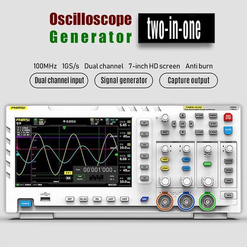 2 Channel Oscilloscope ADS1014D, 2in1 Oscilloscope and Signal Generator, 100MHz, Built-in 1GB Storage Space, ANA-Log Bandwidth, 1GSA/S Sampling Rate Intelligent Anti-Burn in Saudi Arabia