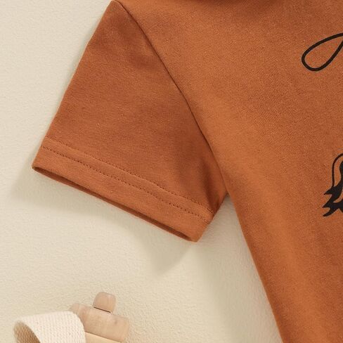Infant Baby Boy Farm Clothes Western Cow/Animals Farm Themed Shirt Top Solid Short Pant 2Pcs Summer Short Outfits in Saudi Arabia