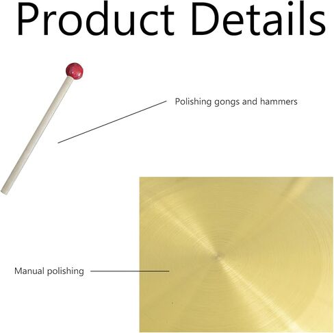 الصنج اليد الصنج الاصبع غونغ اليد الصغيرة 2 قطعة غونغ الأوبرا النحاسية غونغ اليد مع مطرقة خشبية أداة قرع الصينية التقليدية غونغ in Kuwait