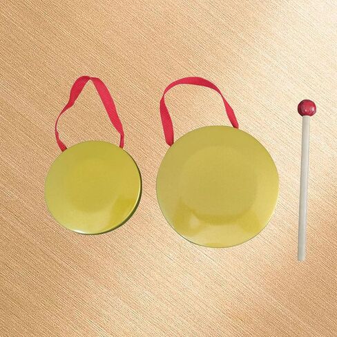 الصنج اليد الصنج الاصبع غونغ اليد الصغيرة 2 قطعة غونغ الأوبرا النحاسية غونغ اليد مع مطرقة خشبية أداة قرع الصينية التقليدية غونغ in Kuwait