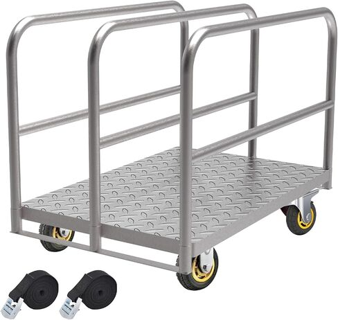 عربة لوحة، عربة مسطحة شديدة التحمل مع عجلة دوارة 5 بوصات بسعة 2000 رطل، عربة مرتبة من الخشب الجاف تنقل الأحمال الثقيلة بسهولة وكفاءة، قطعتان من الأشرطة لشاحنات المنصات in Kuwait