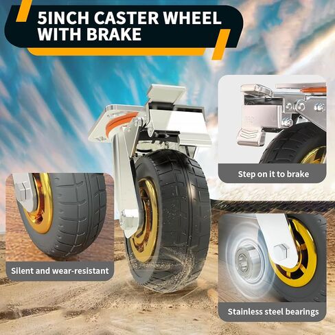 عربة لوحة، عربة مسطحة شديدة التحمل مع عجلة دوارة 5 بوصات بسعة 2000 رطل، عربة مرتبة من الخشب الجاف تنقل الأحمال الثقيلة بسهولة وكفاءة، قطعتان من الأشرطة لشاحنات المنصات in Kuwait