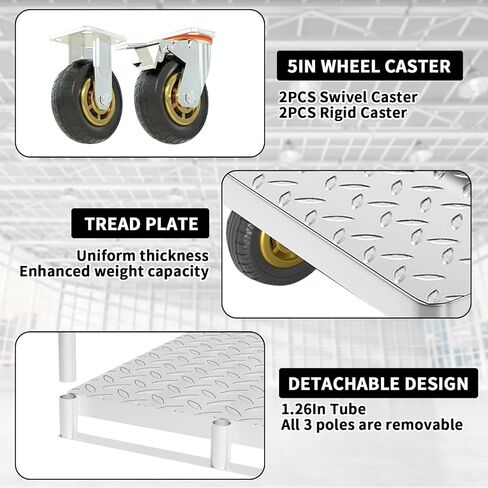 عربة لوحة، عربة مسطحة شديدة التحمل مع عجلة دوارة 5 بوصات بسعة 2000 رطل، عربة مرتبة من الخشب الجاف تنقل الأحمال الثقيلة بسهولة وكفاءة، قطعتان من الأشرطة لشاحنات المنصات in Kuwait