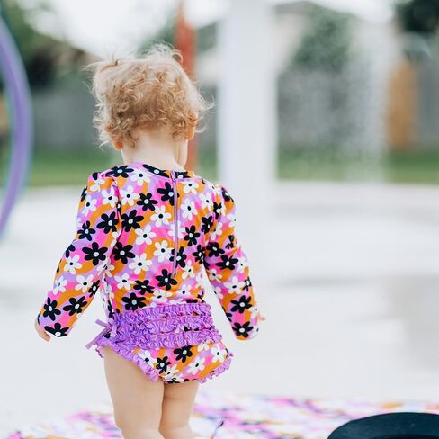 Toddler Baby Girl One Piece Swimsuit Long Sleeve Rash Guard Swimwear Summer Bathing Suit in Saudi Arabia
