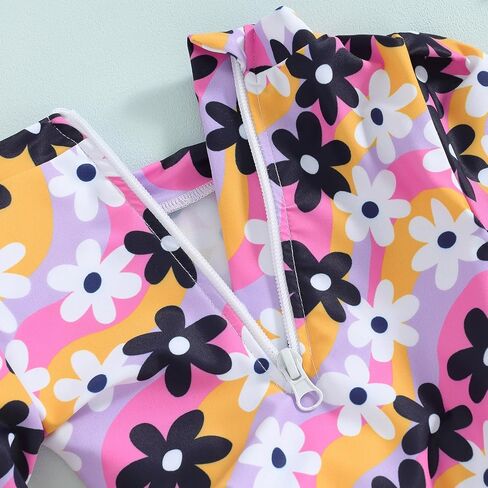 Toddler Baby Girl One Piece Swimsuit Long Sleeve Rash Guard Swimwear Summer Bathing Suit in Saudi Arabia