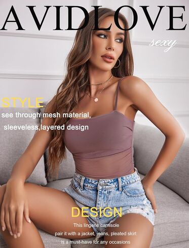 Avidlove Bralettes for Women Spaghetti Strap Mesh Tank Top Tube Slim Y2K Camisole in Saudi Arabia