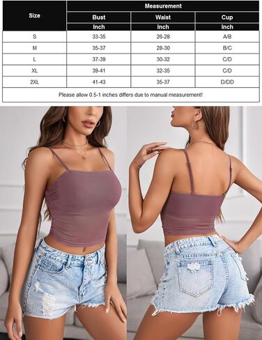 Avidlove Bralettes for Women Spaghetti Strap Mesh Tank Top Tube Slim Y2K Camisole in Saudi Arabia