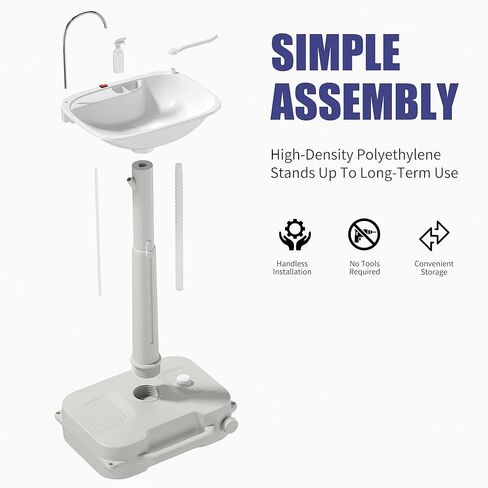 التخييم المحمول من بي فيرست للمناسبات الخارجية والتجمعات ومواقع العمل وحوض التخييم مع حامل المناشف وموزع الصابون - مضخة مياه أوتوماتيكية تتميز بحامل حوض غسيل يدوي مع عجلات دوارة in Kuwait