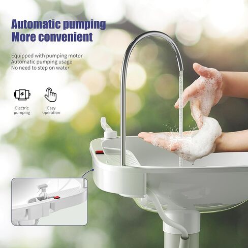 التخييم المحمول من بي فيرست للمناسبات الخارجية والتجمعات ومواقع العمل وحوض التخييم مع حامل المناشف وموزع الصابون - مضخة مياه أوتوماتيكية تتميز بحامل حوض غسيل يدوي مع عجلات دوارة in Kuwait