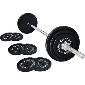 Barbell Weight Set, 5FT Standard Barbell with 1" Weight Plates 45LB Total for Strength Training & Weightlifting, Multiple Styles in Kuwait
