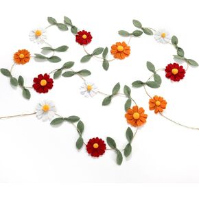 Janinka 1 Pcs Wool Felt Daisy Banner Garland Daisy Party Decorations, Wildflower Garland 1st Birthday Decorations, Nursery Wedding Party Favors for Girl Birthday Supplies (Boho Color) in Kuwait