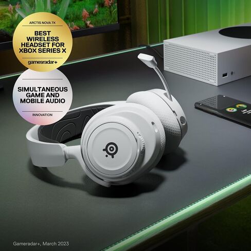 Arctis Nova 7x اللاسلكي ألعاب متعددة الأنظمة وسماعات الرأس المحمولة - نظام Nova Acoustic - 2.4 جيجا هرتز + بلوتوث - بطارية 38 ساعة - USB -C - Clearcast Gen2 MIC - Xbox Series X | S ، PS5 ، Switch - White - White in Saudi Arabia
