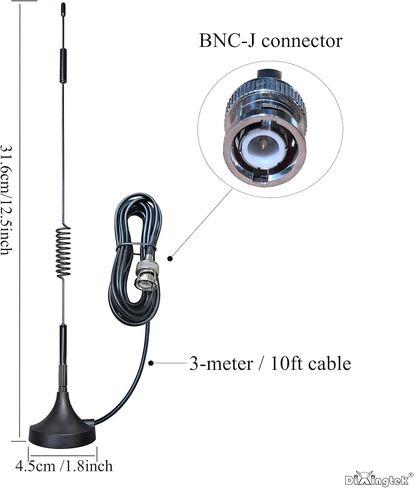 2pcs 10ft HF VHF UHF Magnetic Base BNC Male Amateur Radio Antenna Compatible with Police Scanner Two Way Mobile Scanner IoT Spring Antenna in Kuwait
