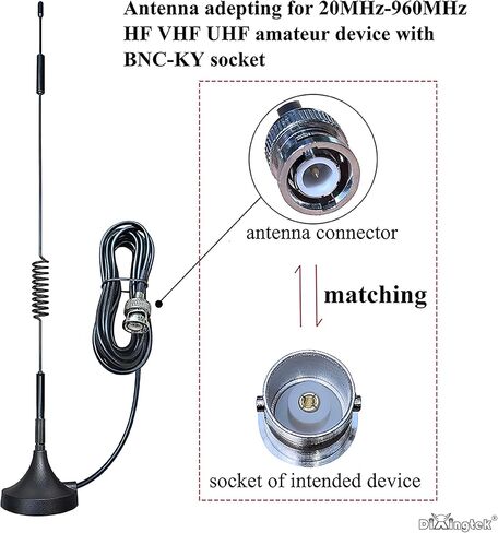 2pcs 10ft HF VHF UHF Magnetic Base BNC Male Amateur Radio Antenna Compatible with Police Scanner Two Way Mobile Scanner IoT Spring Antenna in Kuwait