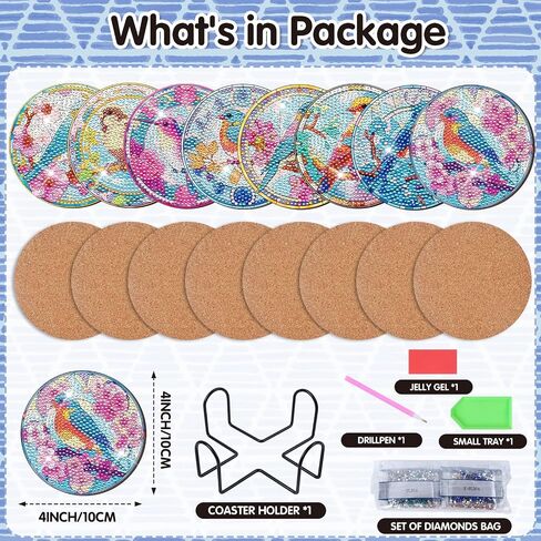 Martini Corktail Diamond Art Coasters - 8 Pcs Summer Martini Glass Diamond Painting Coasters Kit for Adult, 3D Gem Rhinestone Art Painting Kit for Women in Saudi Arabia