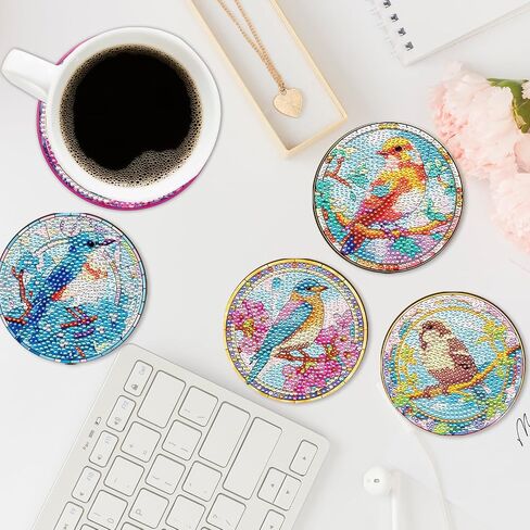 Martini Corktail Diamond Art Coasters - 8 Pcs Summer Martini Glass Diamond Painting Coasters Kit for Adult, 3D Gem Rhinestone Art Painting Kit for Women in Saudi Arabia