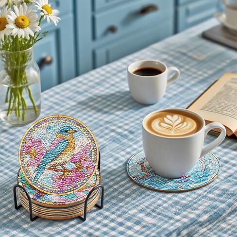 Martini Corktail Diamond Art Coasters - 8 Pcs Summer Martini Glass Diamond Painting Coasters Kit for Adult, 3D Gem Rhinestone Art Painting Kit for Women in Saudi Arabia
