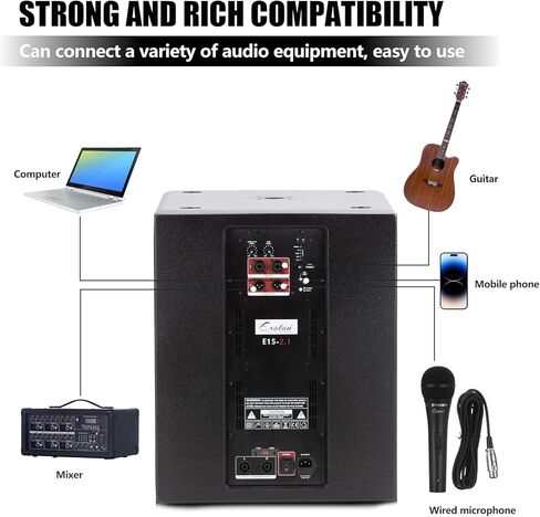 ： طلب مسبق ： تم تحديد موعد لإرساله في 8 سبتمبر】 Exoton Exoton S-1503 نظام صفيف الخط المحمول PA/DJ مع 15 بوصة مضخم الصوت ، 2000W نظام الصوت المهني والضغوط ، BT ، DSP ، حقيبة الحمل in Kuwait