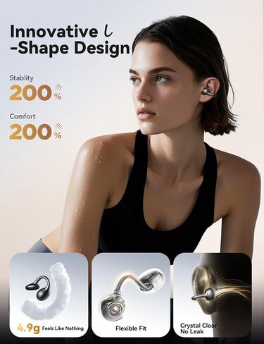 JOYROOM OE3 Clip-On Earbuds, Wireless Open Ear Earbuds Headphones, Auto L-R Recognition, Omni Tap Control, Immersive Sound, Ultra-Light 4.9g Fit, Comfortable for Workouts and Daily Use, White in Saudi Arabia