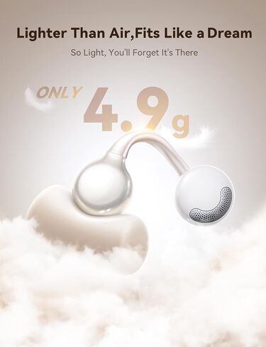 JOYROOM OE3 Clip-On Earbuds, Wireless Open Ear Earbuds Headphones, Auto L-R Recognition, Omni Tap Control, Immersive Sound, Ultra-Light 4.9g Fit, Comfortable for Workouts and Daily Use, White in Saudi Arabia