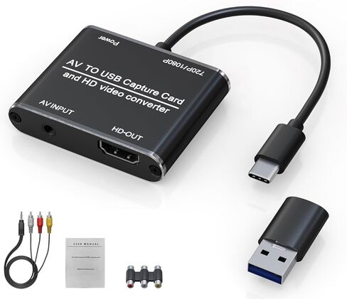 4-in 1-Out RCA to HDMI Converter with Remote – AV Composite to HDMI Adapter 1080P/720P, Supports 4:3/16:9 Switch, Compatible with PS1/PS2/PS3, Xbox, N64, SNES, Wii, DVD, VCR, Camcorder – Plug & Play in Saudi Arabia