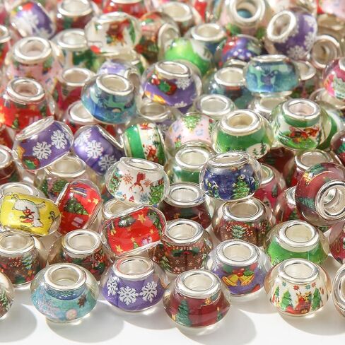 60pcs ثقب كبير الخرز الأوروبي خرزات الجنية حديقة الخرز جولة قزحية القزحيات حبات الاكريليك للمجوهرات صنع سوار القلادة مصنعة مصنعة (لوندي لون) in Kuwait