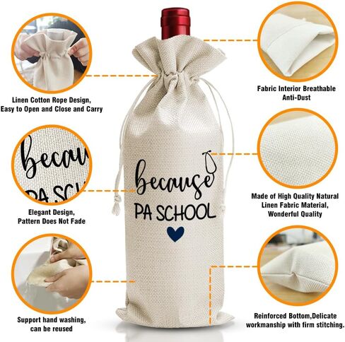 DOI-LANEE Masters Degree Graduation Gift, Grad School College Graduation Party Supply Gifts Wine Bag For Couple Friend Her Him Son Women Men, Drawstring Cotton Burlap Bag in Saudi Arabia