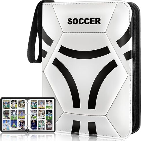 Soccer Card Binder, 2024-2025 Soccer Trading Cards Binder with Wristband, 440 Double Sided Pockets Sleeves PU Card Albums Fit for Sports Cards for Collectors Boys and Girls Fans Gift in Saudi Arabia