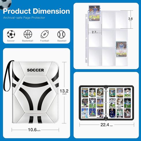 Soccer Card Binder, 2024-2025 Soccer Trading Cards Binder with Wristband, 440 Double Sided Pockets Sleeves PU Card Albums Fit for Sports Cards for Collectors Boys and Girls Fans Gift in Saudi Arabia