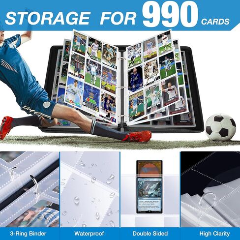 Soccer Card Binder, 2024-2025 Soccer Trading Cards Binder with Wristband, 440 Double Sided Pockets Sleeves PU Card Albums Fit for Sports Cards for Collectors Boys and Girls Fans Gift in Saudi Arabia