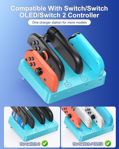 Charger for Nintendo Switch 2 and Switch 1 Controller, Horizontal Charging Dock Station for Joy con and for Joycon 2 Accessories with Foldable Storage Stand in Saudi Arabia