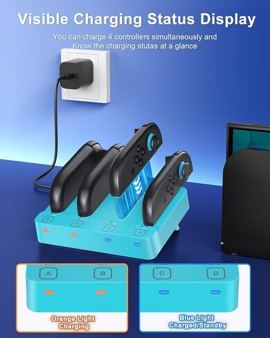 Charger for Nintendo Switch 2 and Switch 1 Controller, Horizontal Charging Dock Station for Joy con and for Joycon 2 Accessories with Foldable Storage Stand in Saudi Arabia
