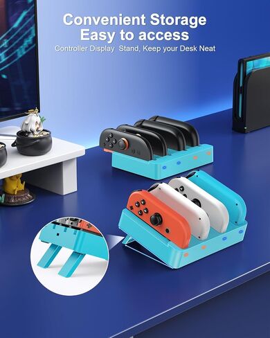 Charger for Nintendo Switch 2 and Switch 1 Controller, Horizontal Charging Dock Station for Joy con and for Joycon 2 Accessories with Foldable Storage Stand in Saudi Arabia