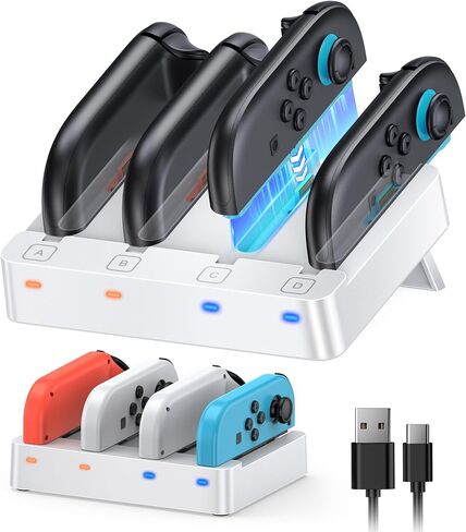 Charger for Nintendo Switch 2 and Switch 1 Controller, Horizontal Charging Dock Station for Joy con and for Joycon 2 Accessories with Foldable Storage Stand in Saudi Arabia