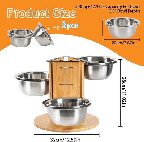 3 Pcs Stainless Steel Dog Bowls,Stainless Steel Metal Pet Bowls,3 Pack for Replacement Dog Bowl for Stand,Extra Large Metal Food and Water Dish Pet Bowls for Dogs, Raised Feeder(1400ml/48oz in Kuwait