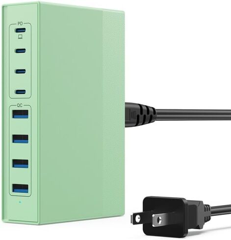 120W USB C Charger Block مع 2 كبلات قابلة للسحب ، 4-in-1 GAN IV ، محطة شاحن الجدار القابلة للطي ، محول الكمبيوتر المحمول PD 65W لـ MacBook/iPad ، iPhone 16/15/14 ، Galaxy S24 ، Android إلخ in Kuwait