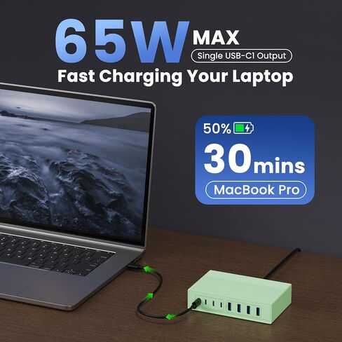 120W USB C Charger Block مع 2 كبلات قابلة للسحب ، 4-in-1 GAN IV ، محطة شاحن الجدار القابلة للطي ، محول الكمبيوتر المحمول PD 65W لـ MacBook/iPad ، iPhone 16/15/14 ، Galaxy S24 ، Android إلخ in Kuwait