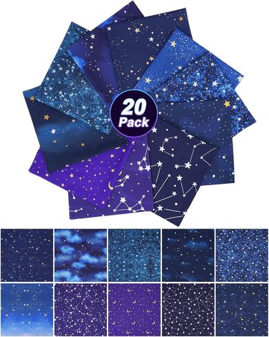 Ezakka 10 Pack 100 ٪ حزم النسيج الدهون الدهون القطن ، 20 "× 20" نسيج خياطة للخياطة ، حزم ربع الدهون الأقمشة القطن والأقمشة لحاف من خياطة ، مشروع الخياطة و DIY & Craft - STARRY SKY in Kuwait