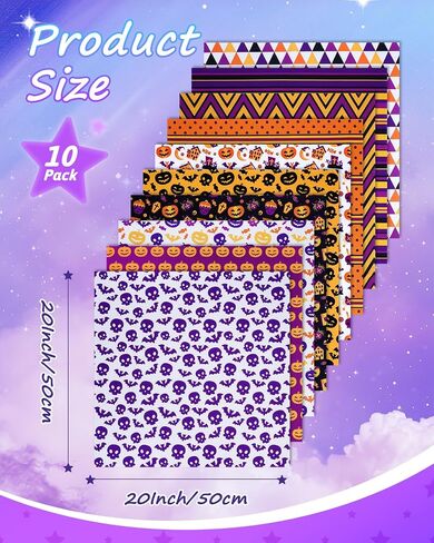 Ezakka 10 Pack 100 ٪ حزم النسيج الدهون الدهون القطن ، 20 "× 20" نسيج خياطة للخياطة ، حزم ربع الدهون الأقمشة القطن والأقمشة لحاف من خياطة ، مشروع الخياطة و DIY & Craft - STARRY SKY in Kuwait