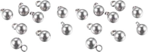 PH Pandahall 100pcs الصلب المقاوم للصدأ من الفولاذ المقاوم للصدأ معلقات الكرة الصغيرة سحر إسقاط DIY للنساء سوار المجوهرات صنع 9 × 6 مم ، ثقب: 2 مم in Saudi Arabia