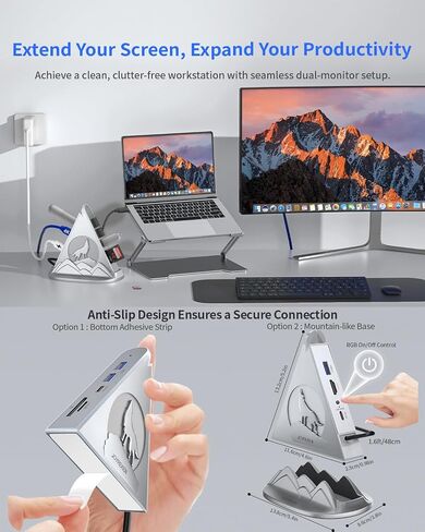 Wolf USB C Hub, Pink 8-in-1 USBC Multiport Adapter Hub with 4K@30Hz HDMI, 100W Power Delivery, 5Gbps USB-C, 3 USB-A 3.0, SD/TF Slots, Base-Stand, RGB Type C Hub for MacBook Pro/Air, iMac, HP, XPS in Saudi Arabia