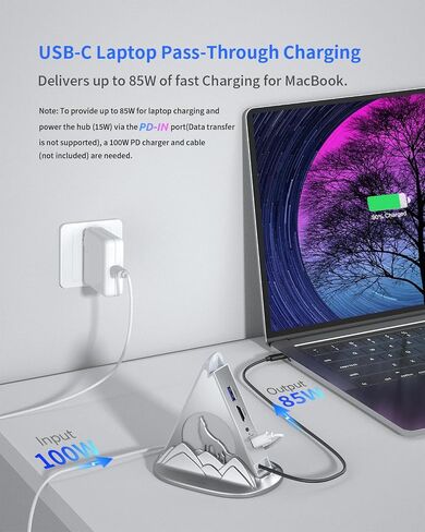 Wolf USB C Hub, Pink 8-in-1 USBC Multiport Adapter Hub with 4K@30Hz HDMI, 100W Power Delivery, 5Gbps USB-C, 3 USB-A 3.0, SD/TF Slots, Base-Stand, RGB Type C Hub for MacBook Pro/Air, iMac, HP, XPS in Saudi Arabia