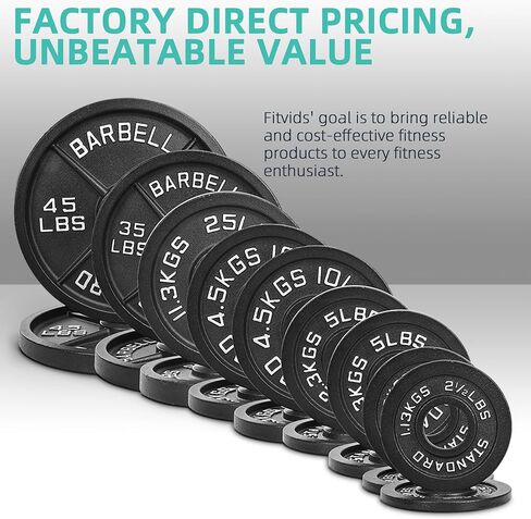 Barbell Weight Set, 5FT Standard Barbell with 1" Weight Plates 45LB Total for Strength Training & Weightlifting, Multiple Styles in Saudi Arabia