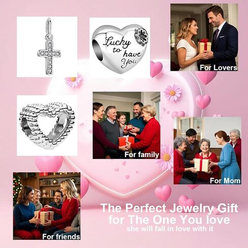 9PCS European Charms Beads Pendant For Pandora Bracelet, Charms for DIY Bracelets Necklace Jewellery Gift for Birthday Valentine's Day Party Christmas Mother's Day Silver Heart Love Family Firefly in Kuwait