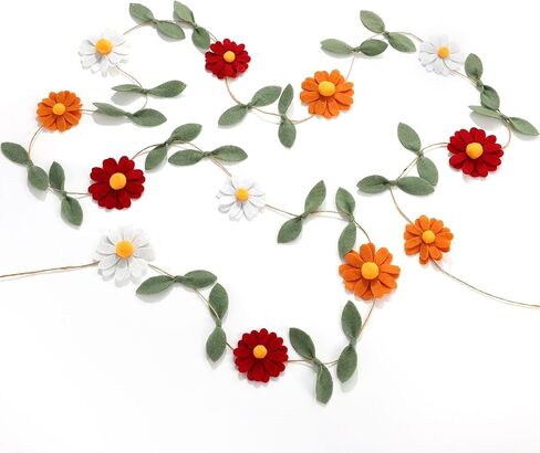 Janinka 1 PCS Wool Felt Daisy Banner Garland Daisy Party Decorations ، Wildflower Garland 1st Decorts ، Firms Banted Party Forms for Girl Birthday Supplies (Boho Color) in Saudi Arabia