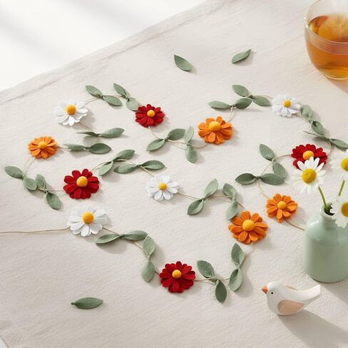 Janinka 1 PCS Wool Felt Daisy Banner Garland Daisy Party Decorations ، Wildflower Garland 1st Decorts ، Firms Banted Party Forms for Girl Birthday Supplies (Boho Color) in Saudi Arabia