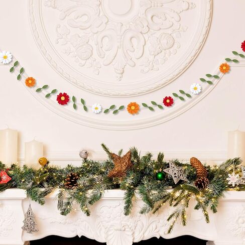 Janinka 1 PCS Wool Felt Daisy Banner Garland Daisy Party Decorations ، Wildflower Garland 1st Decorts ، Firms Banted Party Forms for Girl Birthday Supplies (Boho Color) in Saudi Arabia