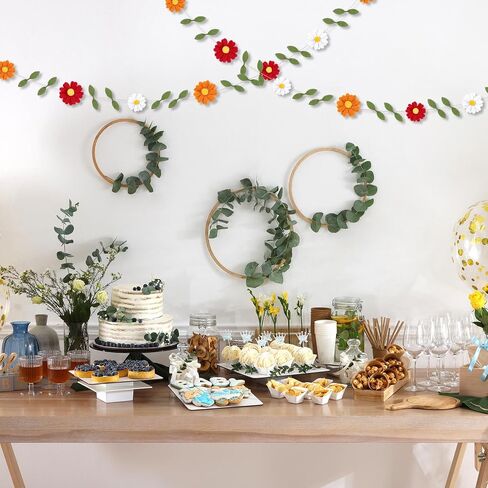 Janinka 1 PCS Wool Felt Daisy Banner Garland Daisy Party Decorations ، Wildflower Garland 1st Decorts ، Firms Banted Party Forms for Girl Birthday Supplies (Boho Color) in Saudi Arabia