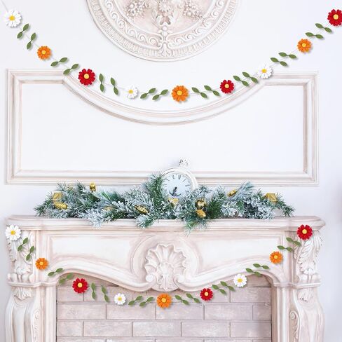 Janinka 1 PCS Wool Felt Daisy Banner Garland Daisy Party Decorations ، Wildflower Garland 1st Decorts ، Firms Banted Party Forms for Girl Birthday Supplies (Boho Color) in Saudi Arabia
